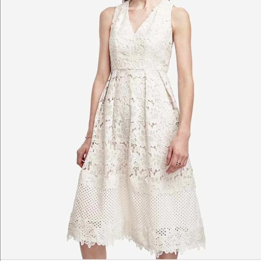 Ann Taylor ivory floral lace dress